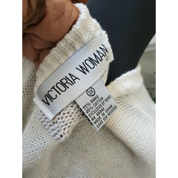 VTG Victoria Women Ramie & Cotton Scoop Neck Long Sleeve Soft Sweaters - Picture 8 of 10